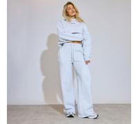 Low Rise Essential Graphic Wide Leg Joggers In Light Grey Marl, Women's Size UK 10