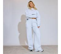 Low Rise Essential Graphic Wide Leg Joggers In Light Grey Marl, Women's Size UK 8