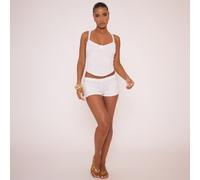 Low Rise Hot Pants In White Lace, Women's Size UK 14