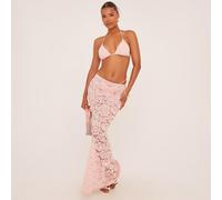 Low Rise Lace Detail Maxi Beach Skirt In Pink, Women's Size UK 6
