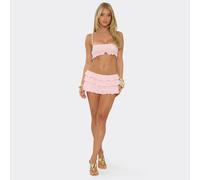 Low Rise Layered Frill Mini Shorts In Pink, Women's Size UK 14