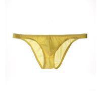 Low Rise Men's Briefs Made From Ice Silk Blend Ultra-Thin Feel Pouch Support And Slightly Elastic Waist(M Yellow)