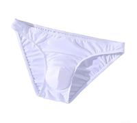 Low Rise Men's Briefs with Ice Silk Fabric, Ultra Thin Breathable Material and U Convex Pouch (L White)
