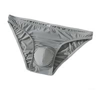 Low Rise Men's Briefs with Ice Silk Fabric, Ultra Thin Breathable Material and U Convex Pouch (XL Gray)