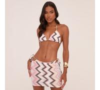 Low Rise Mini Beach Skirt In Pink Zig Zag Print, Women's Size UK 10