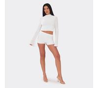 Low Rise Mini Shorts In Cream Slinky, Women's Size UK 10