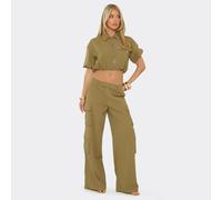 Low Rise Straight Leg Cargo Trouser In Khaki, Women's Size UK 12
