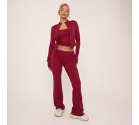 Low Rise Super Stretch Flared Leggings In Burgundy, Women's Size UK 16