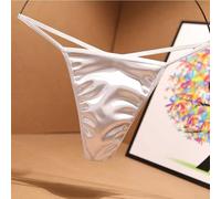 Low Rise T-back Underwear for Men, Satin Silk Blend Sexy Bikini Briefs G String Thong, Breathable Skin Tight Male Panties, Narrow Waistband(M White)