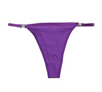 Low Rise Thong with Rhinestones Decors Romantics Night Women G-String Panties Cotton T-Back Lingerie Briefs Underwear Rhinestones Thong