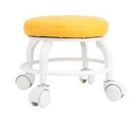 Low Roller Seat, PU Leather Rolling Stool Small Chair Foot Stool Round Rolling Stools Comfortable Seat 360 Degree Swivel Rotating for Home Office Garage Shop (Orange)
