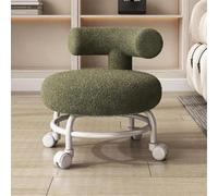 Low Rolling Stool Chair with Backrest, 360° Rotating Seat on Wheels for Compact Spaces