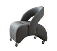 Low Rolling Stool Leather Upholstered Swivel Stool with Wheels, Mobile Bench Footrest for Entrance, Openwork Backrest Design