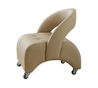 Low Rolling Stool Leather Upholstered Swivel Stool with Wheels, Mobile Bench Footrest for Entrance, Openwork Backrest Design