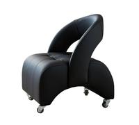 Low Rolling Stool Leather Upholstered Swivel Stool with Wheels, Mobile Bench Footrest for Entrance, Openwork Backrest Design