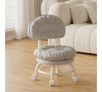 Low Rolling Stool with Back Support and Wheels for Home, Office, and Workshop Use