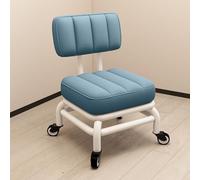 Low Rolling Stool With Back Support Soft PU Leather Metal e 360 Degree Swivel Bearing Wheels Short Rolling Stool For Home Garden Office Ga Shop