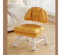 Low Rolling Stool with Back Support, Wheels, and Double-Layer Foot Step for Home, Office, and Garage Use