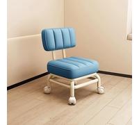Low Rolling Stool with Backrest, Swivel PU Leather Footstool for Home and Commercial Use, Modern Design with Universal Wheels