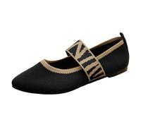 Low Shoes Women's Ballerina Flat Shoes Comfort Slip On Classic Flat Shoes with Pointed Toe Knitted Evening Shoes Ballet Flats Elegant Comfortable Summer Shoes Walking, A1 BLACK, 5.5 UK