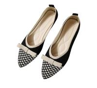 Low Shoes Women's Ballerina Flat Shoes Comfort Slip On Classic Flat Shoes with Pointed Toe Knitted Evening Shoes Ballet Flats Elegant Comfortable Summer Shoes Walking, black, 4.5 UK