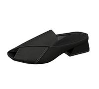 Low Shoes Women's Peep Toe, Elegant Slip-On Shoes with Medium Heel, Open Toe Women, Low Heel Mules, Fashionable Slippers for Everyday and Outdoor Use, black, 5 UK