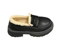 Low Shoes Women's Winter Shoes Thick Sole Winter Boots Warm Lined Loafers with Block Heel Profile Slip On Shoes Waterproof Casual Shoes Classic Winter Boots Outdoor Shoes, black, 7 UK