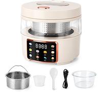 Low Sugar Rice Cooker 2.5L, 400W Multicooker with 24-Hour Timer | 6-in-1 Electric Cooker with Automatic Filter Basket for Rice, Soup, and Slow Cooking at Home or On the Go