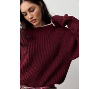 Low Tide Knit Pullover at Free People in Cabernet Combo, Size: XL - female