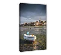 Low Tide Signpost at Bosham Pier Canvas Poster Bedroom Decor Landscape Decor Gift 24x36inch(60x90cm)