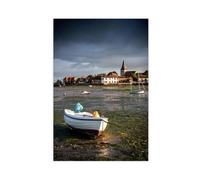 Low Tide Signpost at Bosham Pier Canvas Poster Wall Art Print Picture Paintings 12x18inch(30x45cm)