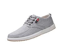 Low Top Mens Trainers Mens Canvas Sneakers Anti Slip Walking Shoes Breathable Training Sneakers Lace Up Plimsolls Pumps Breathable Lightweight Trainer Fashion Youth Shoe Low Top Sporty Trainers Grey