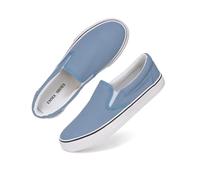 Low-Top Slip Ons Women's Fashion Sneakers Casual Canvas Sneakers for Women Comfortable Flats Breathable Padded Insole Slip on Sneakers Women Low Slip on Shoes, Light Blue, 6 UK