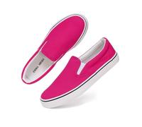 Low-Top Slip Ons Women's Fashion Sneakers Casual Canvas Sneakers for Women Comfortable Flats Breathable Padded Insole Slip on Sneakers Women Low Slip on Shoes, Fuschia, 6 UK
