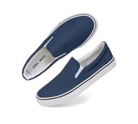 Low-Top Slip Ons Women's Fashion Sneakers Casual Canvas Sneakers for Women Comfortable Flats Breathable Padded Insole Slip on Sneakers Women Low Slip on Shoes, Navy, 5 UK