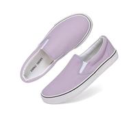 Low-Top Slip Ons Women's Fashion Sneakers Casual Canvas Sneakers for Women Comfortable Flats Breathable Padded Insole Slip on Sneakers Women Low Slip on Shoes, Lavender, 4 UK