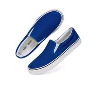 Low-Top Slip Ons Women's Fashion Sneakers Casual Canvas Sneakers for Women Comfortable Flats Breathable Padded Insole Slip on Sneakers Women Low Slip on Shoes, Cobalt, 4 UK