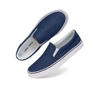 Low-Top Slip Ons Women's Fashion Sneakers Casual Canvas Sneakers for Women Comfortable Flats Breathable Padded Insole Slip on Sneakers Women Low Slip on Shoes, Dark Denim, 7 UK