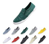 Low Top Sneakers for Men, Comfortable Lightweight Work Shoes Slip on Canvas Flat Casual Boat Yachting Deck Plimsoll Espadrilles Casual Pumps Trainers Gym Shoes Size 6.5 Green