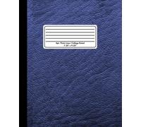 Low Vision Composition Notebook Bold Lined College Ruled Paper (Blue Leather Design Cover): White Paper for Visually Impaired with Thick Lines