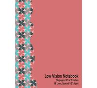 Low Vision Notebook: Bold Lined Paper - 1/2" Line Spacing - For Visually Impaired - Contessa Pink Black Gray Turquoise Cover