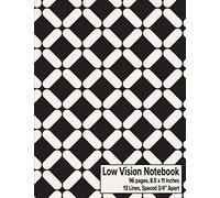 Low Vision Notebook: Bold Lined White Paper - 3/4" Line Spacing - For Visually Impaired - Black White Chic Cover