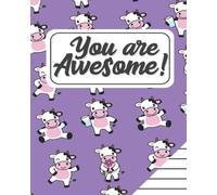 Low Vision Notebook: Cow Journal, Bold Dark Lined, 1/2" Spaced Dark Bold Lines, Extra Wide Ruled, Gift for Visually Impaired Kids, Adults, Elderly, Pre-K, Kindergarten Students