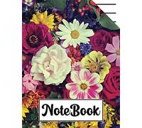 Low Vision Paper Notebook: 200 lined pages with Bold Black thick Lines - 3/4 Inch lines spacing for Visually Impaired or Legally Blind People - Colorful Flowers cover design.