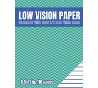 Low Vision Paper Notebook With Bold 1/2 Inch Wide Lines: A Big Blank Lined Book For Visually Impaired or Legally Blind People | Teal Herringbone Pattern