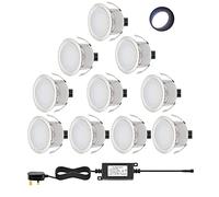 Low Voltage Outdoor LED Decking Lights 30mm Recessed Garden Lights Waterproof IP67 Deck Lighting Kits for Kitchen Plinths, Bathroom, Patio Deck, Yard, Garden (10 Pack, Cold White) [Energy Class A]