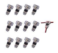 Low Voltage Wire Connector, Quick Solderless Wire Splice Connector, 12 Pack T Tap Wire Connectors, No Stripping Speaker Wire Splice, Fits 24-20 AWG Stranded/Solid Electrical Wires, T Type 2 Pin