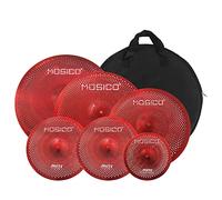 Low Volume Cymbal Mute Cymbal Pack Red 6 Pieces 10" Splash+14"hi-hat+16"crash+18"crash+20"ride FREE Cymbal Bag Silent Cymbals for Practice Drum Set