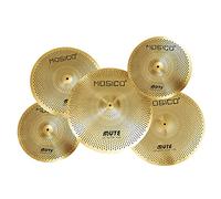 Low Volume Cymbal Pack Golden Mute Cymbal 14"Hi-hat+16"Crash+18'Crash+20"Ride Quiet Drum Cymbal Pack for Practice