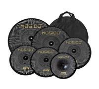 Low Volume Cymbal Pack Mute Cymbal Set Black 10”splash+14"hi-hat+16"crash+18"crash+20"ride Cymbal 6 Pieces Drum Cymbals with A Free Cymbal Bag Practice Silent Cymbal Set for Drums